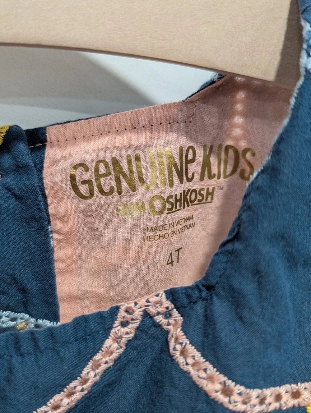 Oshkosh Genuine Kids Blue Scallop Peach Orange Yellow Stitched Embroider Size 4T